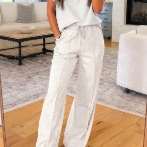 Light Grey Polo Tee Casual Pant Set