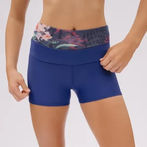Five- Everyday Hybrid Breathe Short 3"- Indigo Blue Floral
